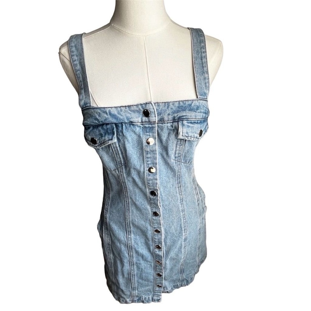 BDG Women's Blue Denim Button Front Mini Dress Sleeveless One Size